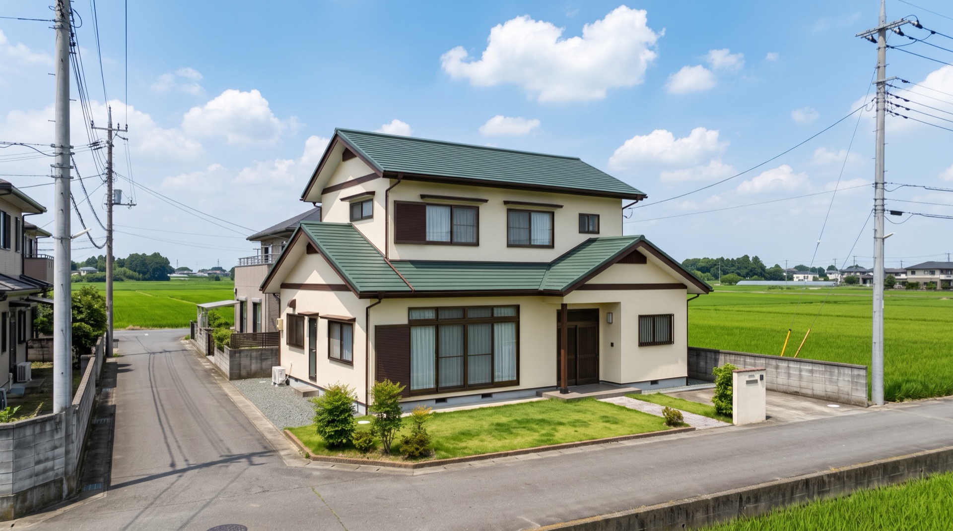 塗り替えを終えた家の外壁と屋根